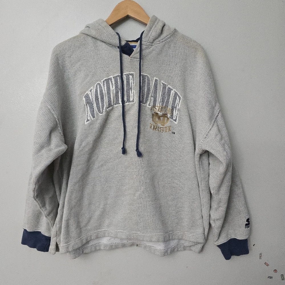 Vintage Starter Notre Dame Fighting Irish Pullover Hoodie Size XL *stains